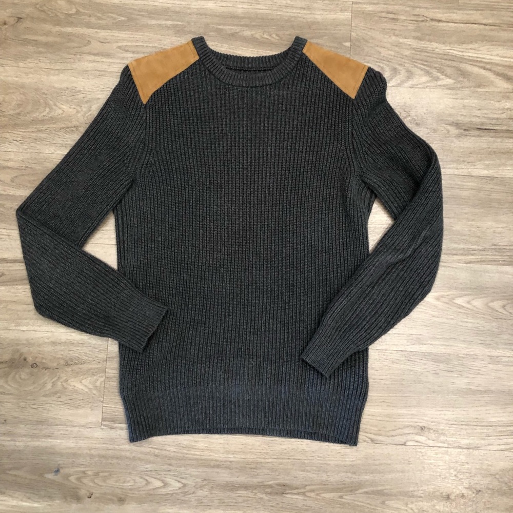 GREAT J. Crew Sweater with Tan Leather Shoulders